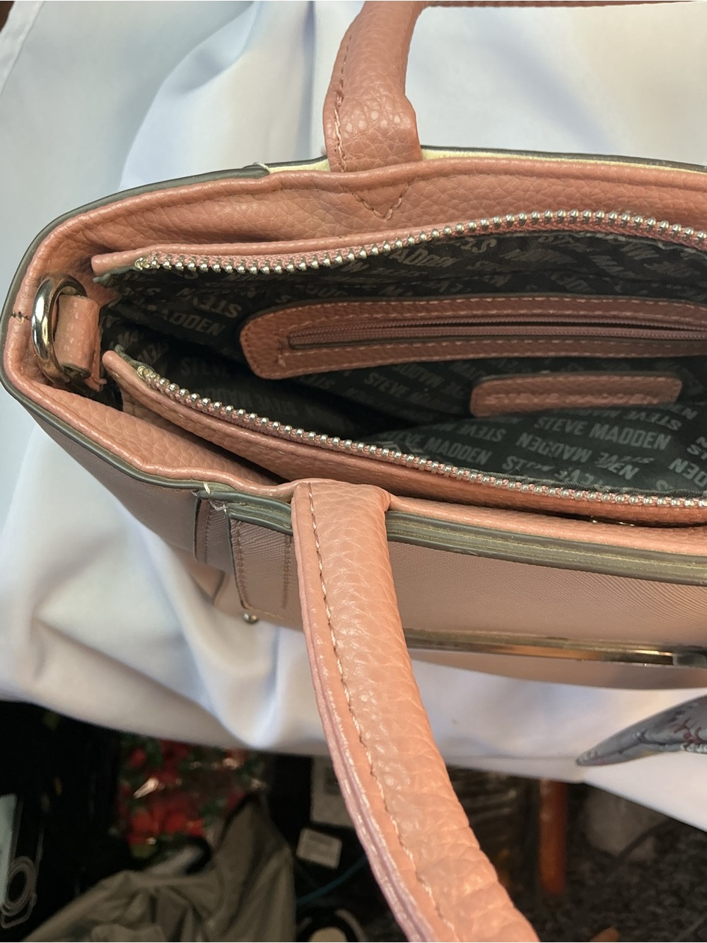 ★ Steve Madden Blush Pink Satchel Crossbody Purse Scarf Accent - Picture 8 of 11